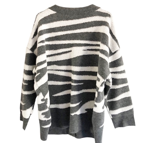 Michael Stars Cardigan Nell Charcoal Combo Brush Stroke Stripe Size 2X - Picture 3 of 11